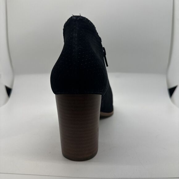 Jack Rogers Size 10 M Black Suede Peep Toe Booties Side Zip Stacked Heel Shoes - Picture 14 of 14